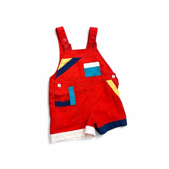 popsicle Other - Vintage Popsicle size 2T / 12-18 Month Color Block Shortall Shorty Overalls
